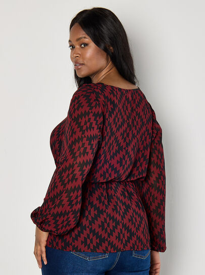 Curve Geo Print Chiffon Blouse
