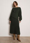 Ribbed Knit Batwing Jumper, Green, large