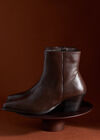 Short Heeled Pointed Boots, Brown, large