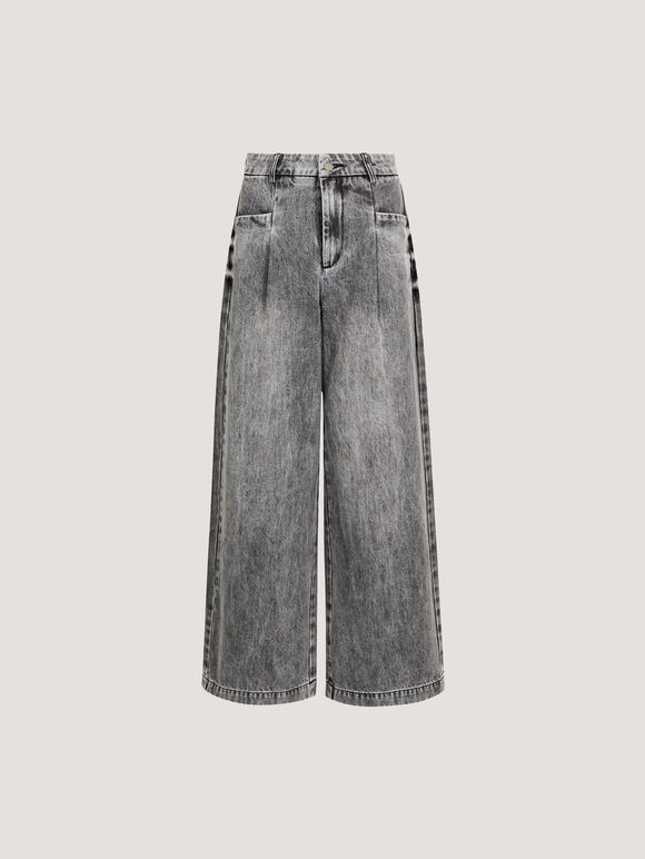 Ella Wide Leg Cropped Jeans, Grey, large