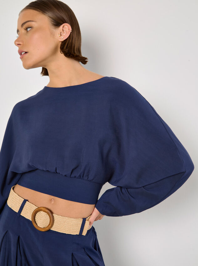Split Back Crop Top, Navy, large