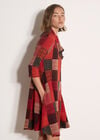 Textured Check Knit Midi Dress, Red, large