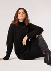 Chunky Knit Midi Dress, Black, large