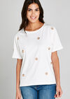 Cream Embroidered Seashell T-shirt, Cream, large