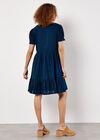 Cotton Blend Dobby Mini Dress, Navy, large
