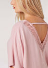 Crochet V Back Top, Pink, large