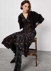 Floral Heart Midi Dress, Black, large