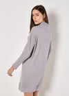 Ribbed Knit Mini Dress, Grey, large