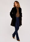 Soft Faux Fur Coat, Black, large