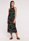 Palm Rope Neck Dress, Navy, large