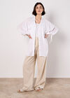 Oversized Longline Shimmer Shirt, White, large