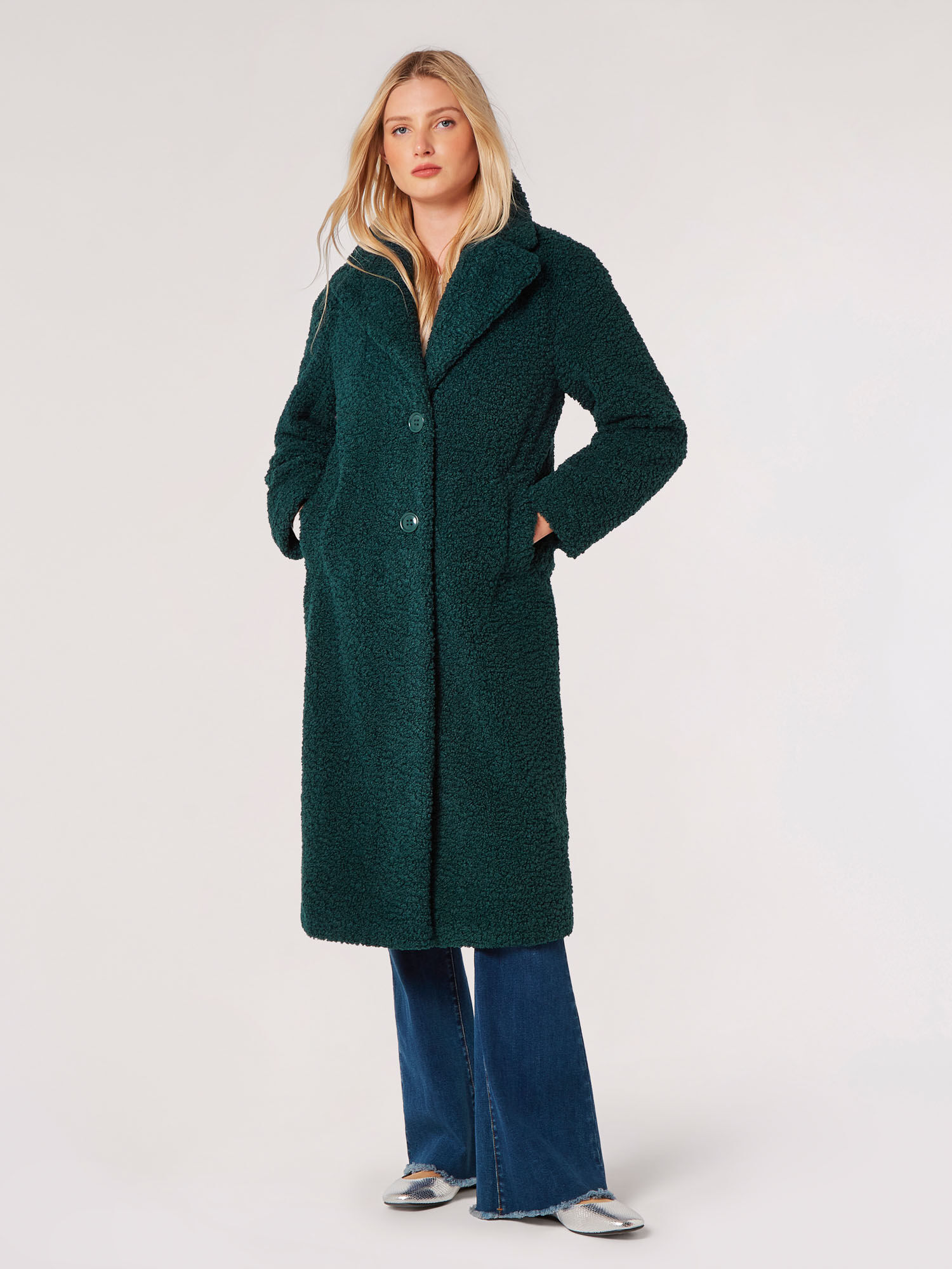 Longline Borg Teddy Coat Apricot Clothing