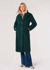 Longline Borg Teddy Coat, Green, large
