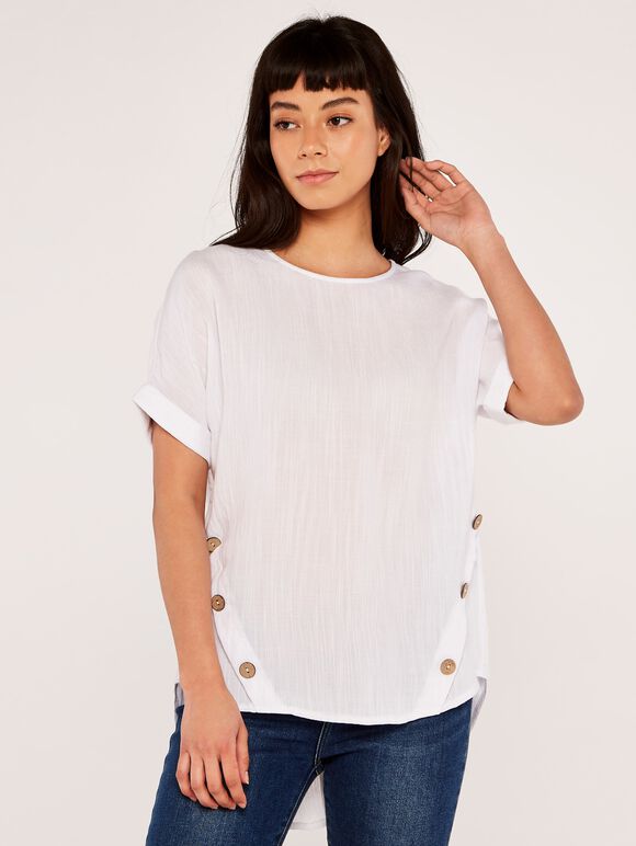 Side Button Top, Cream, large