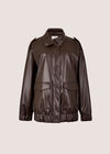 Oversized Faux Leather Jacket, Brown, large