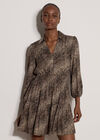 Blurred Spot Shirt Mini Dress, Mocha, large