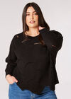 Curve Swirl Knit Batwing Jumper, Black, large