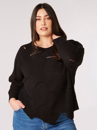 Curve Swirl Knit Batwing Jumper