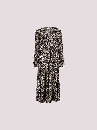 Abstract Print Tiered Midaxi Dress