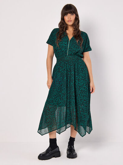 Abstract Squares Chiffon Midi Dress