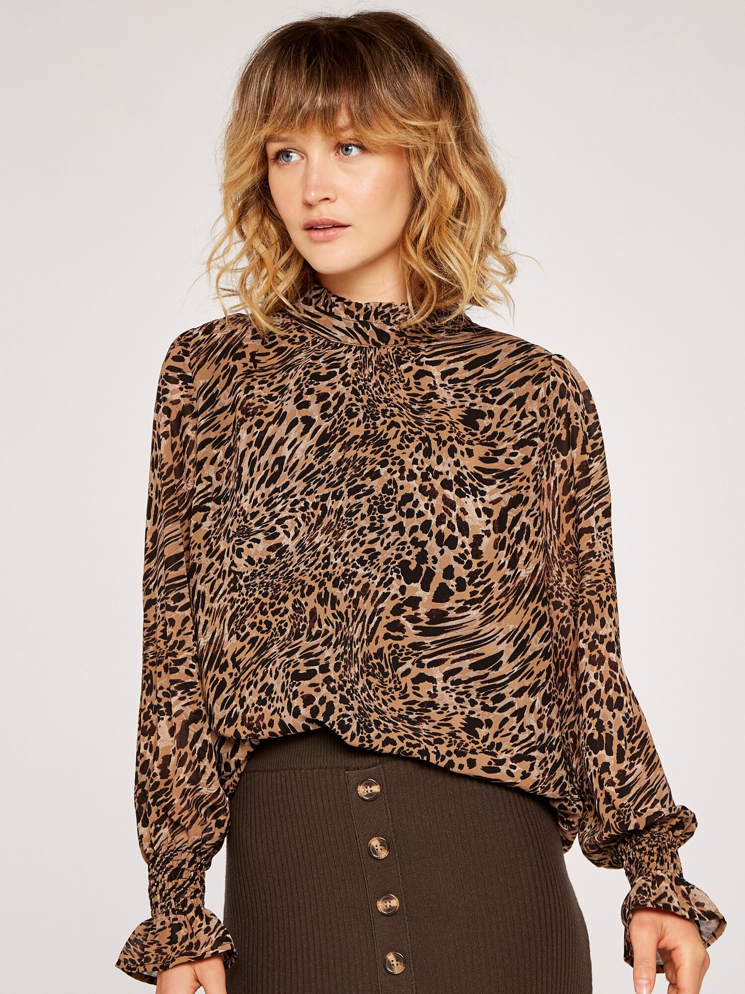 Animal print chiffon top sales
