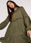 Self Chevron Babydoll Dress, Khaki, large