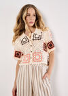 Crochet Squares Top, Coral, large