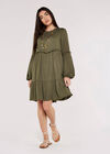 Self Chevron Babydoll Dress, Khaki, large