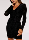 Zebra Burnout Mini Dress, Black, large