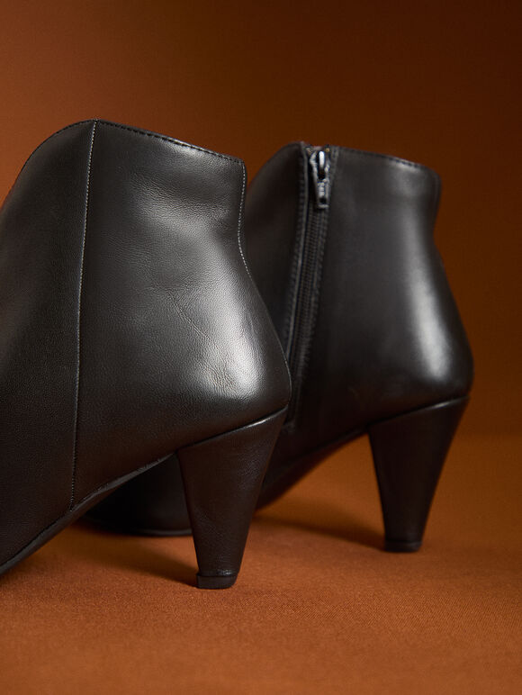 Heeled Pointed Boots, Black, large
