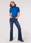 Roll Neck Waffle T-Shirt, Blue, large
