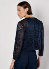 Floral Lace Blazer, Navy, large