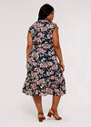 Smock Floral Midi Dress, Navy, large