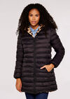 Reversible Leopard Faux Fur Puffer Coat, Black, large