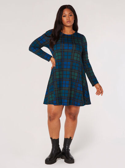 Curve Check Swing Mini Dress 