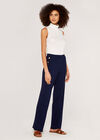 Ribbed Trouser with Gold Buttons, Navy, large