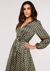 Teardrop Satin Midi Dress, Khaki, large