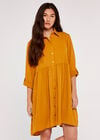 Tiered Swing Shirt Dress, Mustard, large