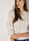 Pearl Embellished Cable Knit Jumper, Cream, large