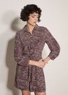 Irregular Spot Crepe Shirt Mini Dress, Burgundy, large