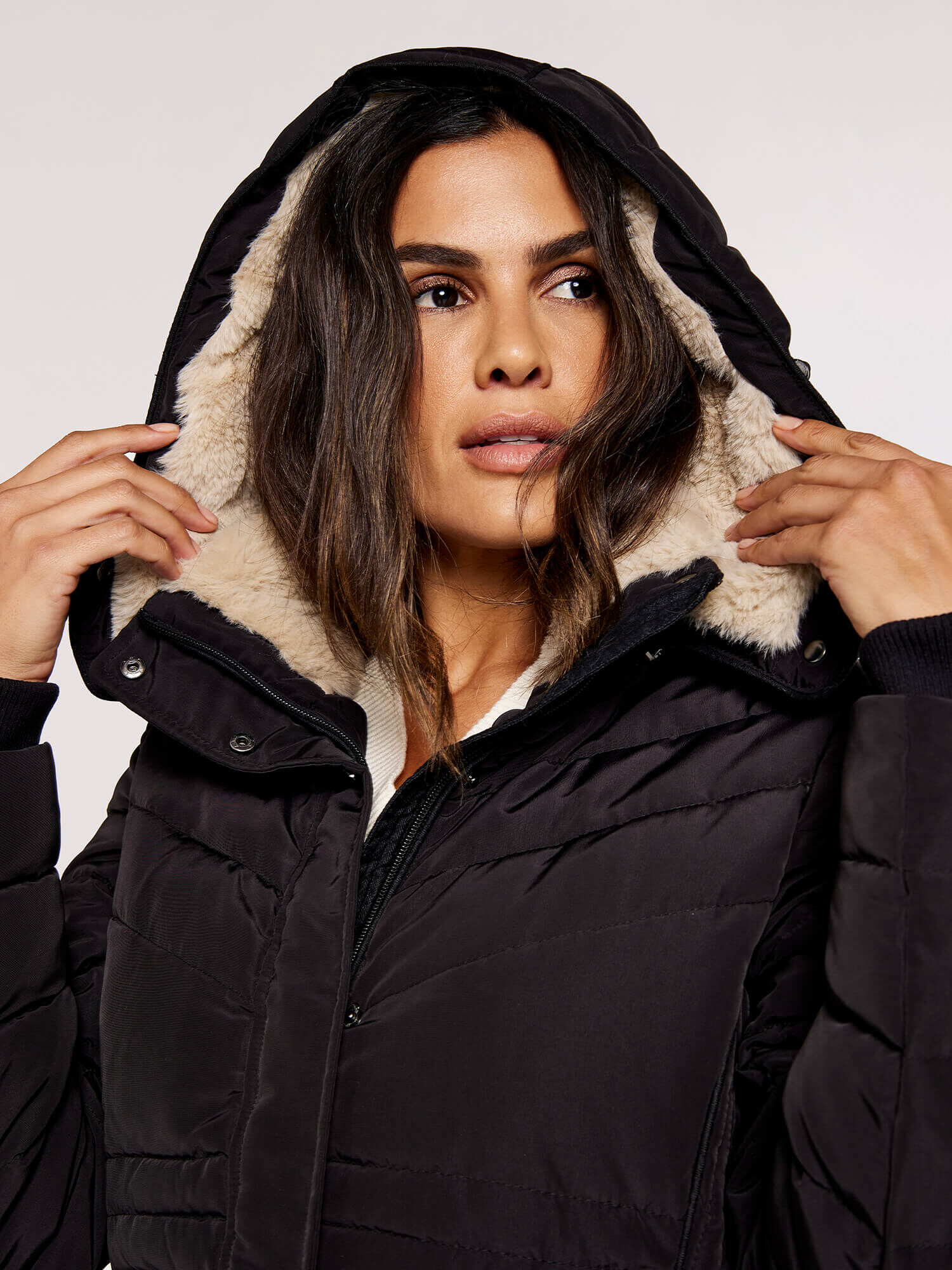 Panel faux fur deals jacket black