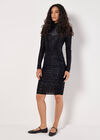 Animal Jacquard Velvet Mini Dress, Black, large