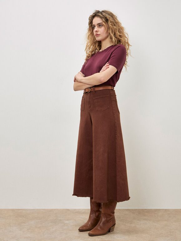 Giana High Waist Palazzo Jeans, Rust, large