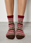 Fairisle Patterned Socks, Red, large