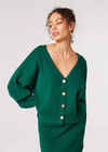 Ribbed Knit Reversible Cardigan Top, Green, large
