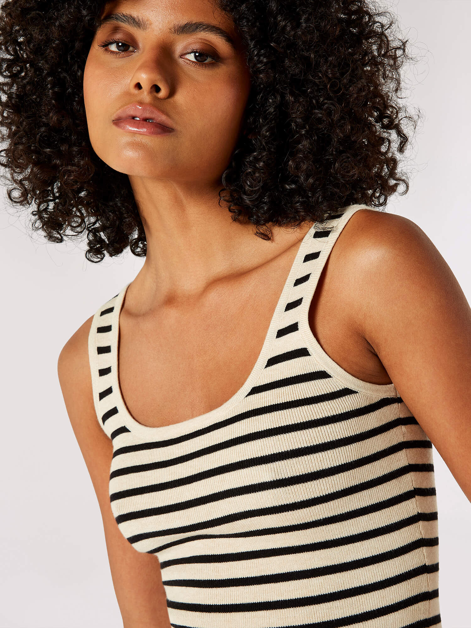 Stripe Knitted Tank Top Apricot Clothing