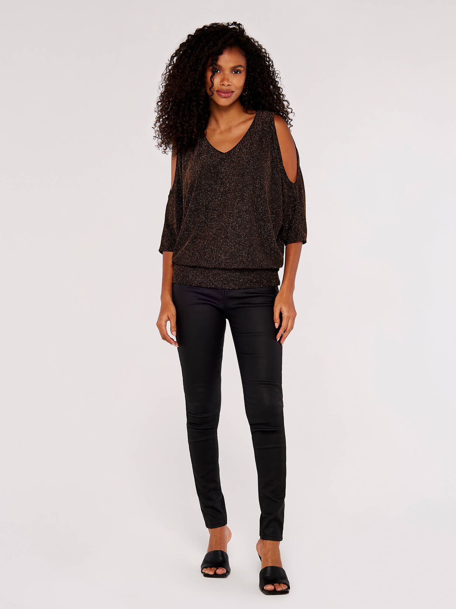 Cold shoulder deals sparkly tops