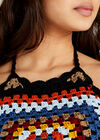 Black Crochet Shimmer Maxi Dress, Black, large
