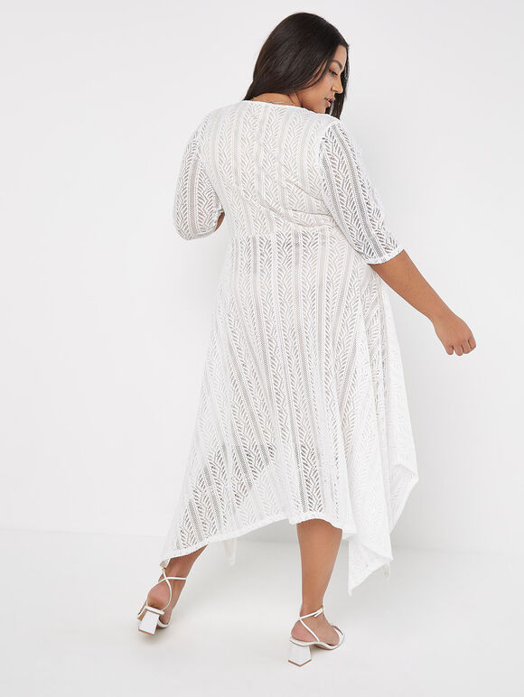 Curve Lace Wrap Midi Dress, Cream, large