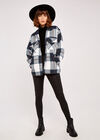 Check Button Down Shacket, Navy, large